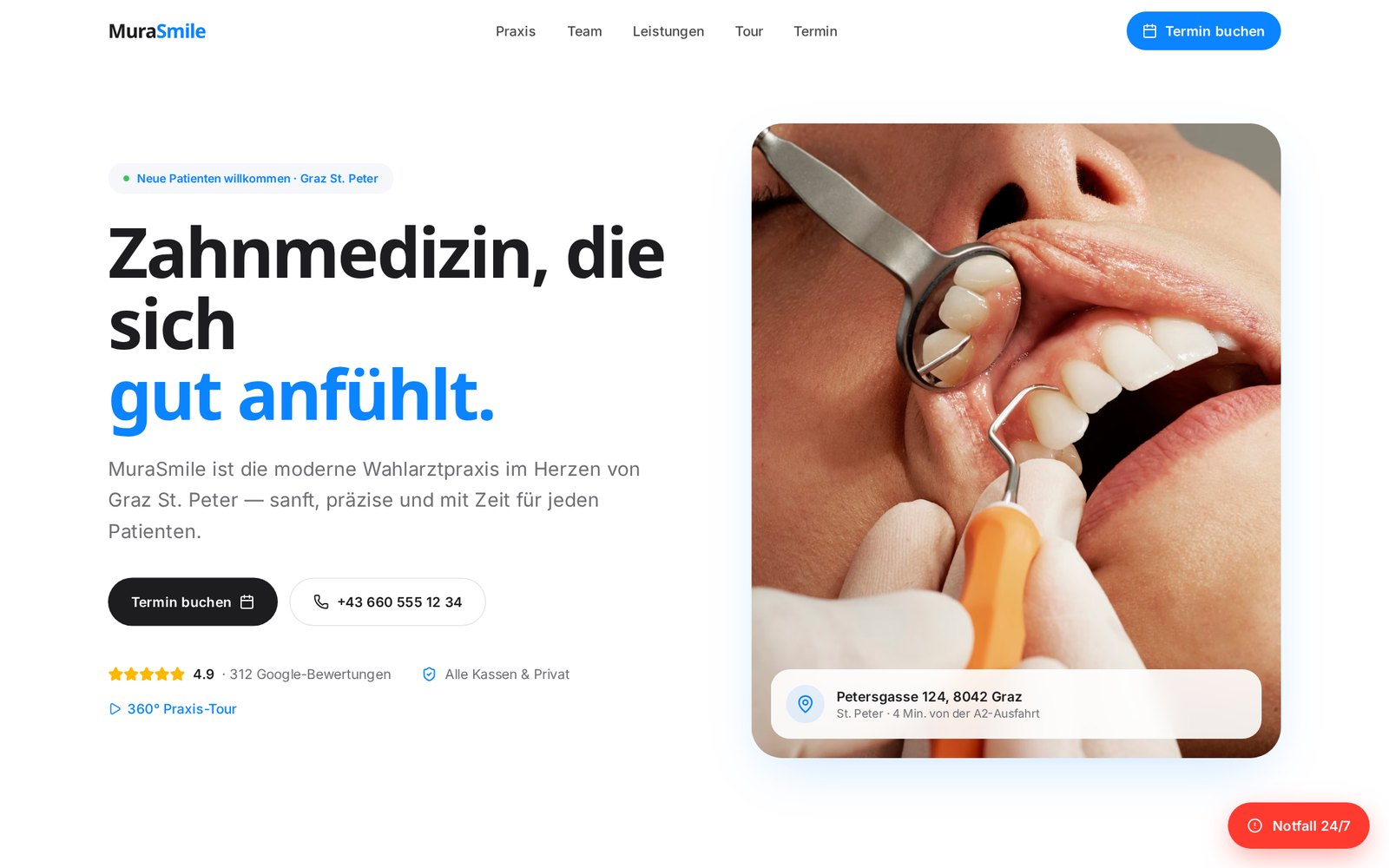 Webseite für MuraSmile Graz – Ärzte & Kliniken