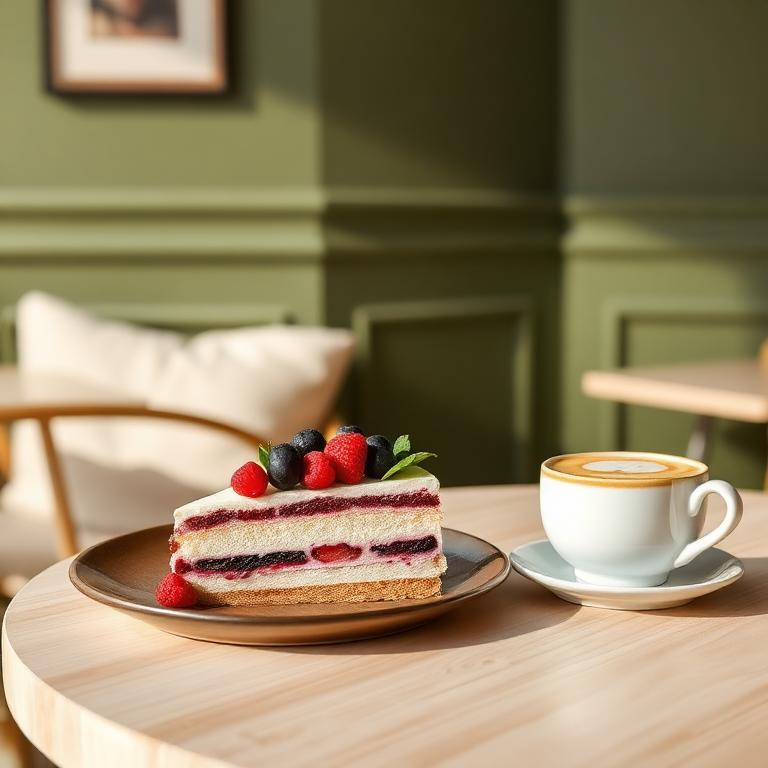 Berry Mousse Cake & Cappuccino 🍰